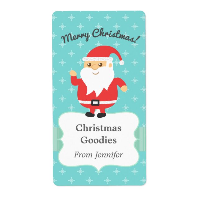 Cute Santa Claus Jolly and Merry Christmas Label (Front)
