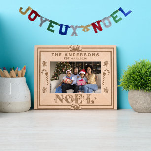 Cute Santa Claus Joyeux Noel Family Photo Name Engraved Frames