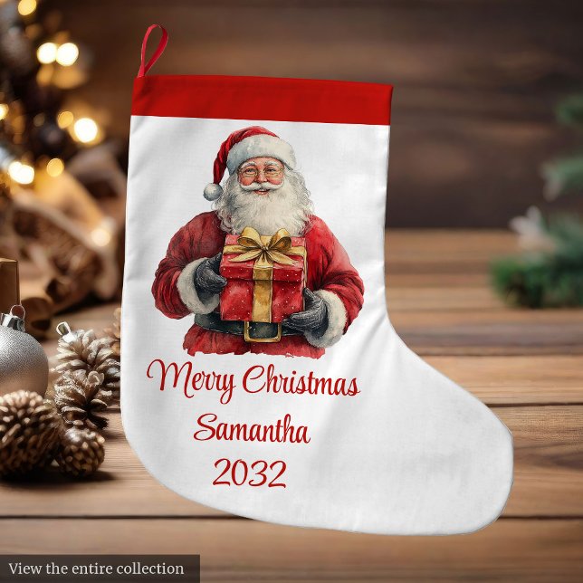 Cute Santa Claus Kids Watercolor Holiday Stocking (Cute Santa Claus Kids Watercolor Holiday Stocking)