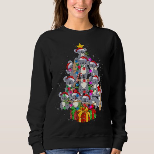 Cute Santa Claus Koala Bear Christmas Tree Lights  Sweatshirt