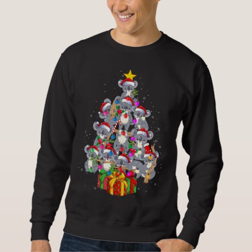 Cute Santa Claus Koala Bear Christmas Tree Lights  Sweatshirt