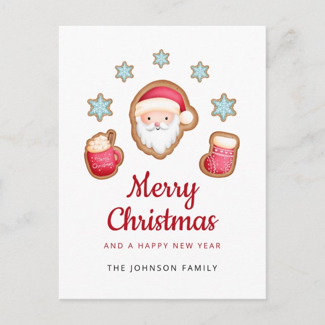 Cute Santa Claus Merry Christmas Holiday Postcard (Front)