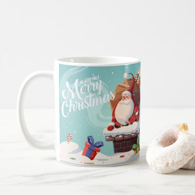 Cute Santa Claus Merry Christmas Mug | Festive Hol (With Donut)