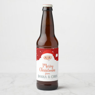 Cute Santa Claus - Merry Christmas – Personalized Beer Bottle Label