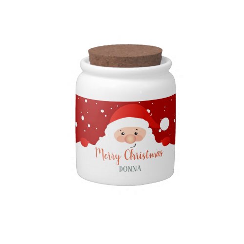 Cute Santa Claus _ Merry Christmas   Personalized Candy Jar