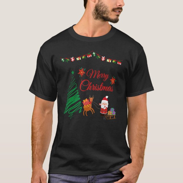 Cute Santa Claus Merry Christmas T-Shirt (Front)
