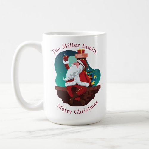 cute santa claus on the roof holiday monogram coffee mug
