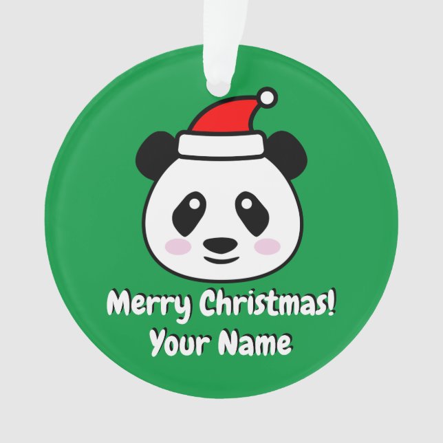 Cute Santa Claus panda bear Christmas Ornament (Front)