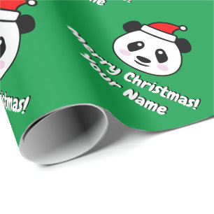 Cute Santa Claus panda bear personalized Christmas Wrapping Paper