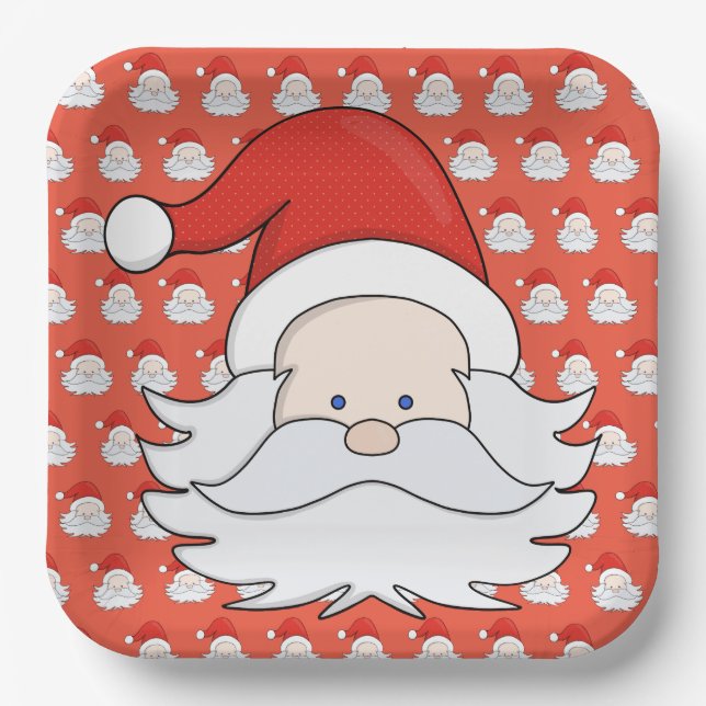 Cute Santa Claus Paper Plates (Front)