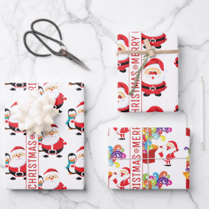 Cute Santa Claus patterns red Merry Christmas Wrapping Paper Sheets