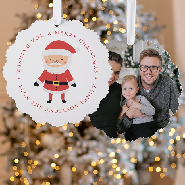 Cute Santa Claus Photo Holiday Ornament Card (Creator Uploaded)