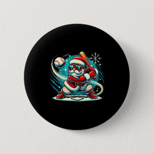Cute Santa Claus Playing Baseball Boys Kids Teens Button