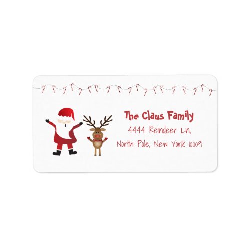 Cute Santa Claus Reindeer Candy Canes Red Label