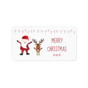 Cute Santa Claus Reindeer Candy Canes Red Label