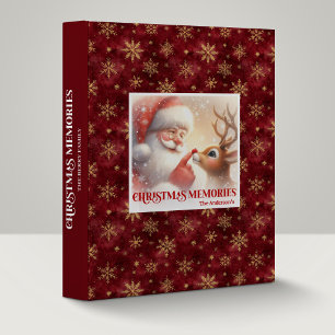 Cute Santa Claus Rudolph Christmas Memory Album   3 Ring Binder