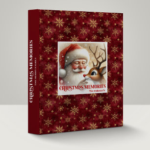 Cute Santa Claus Rudolph Christmas Memory Album 3 Ring Binder