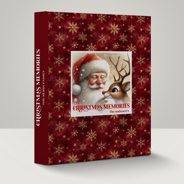 Cute Santa Claus Rudolph Christmas Memory Album  3 Ring Binder (Cute Santa Claus Rudolph Christmas Memory Album Binder

)