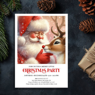Cute Santa Claus Rudolph Cozy Christmas Eve Party Invitation