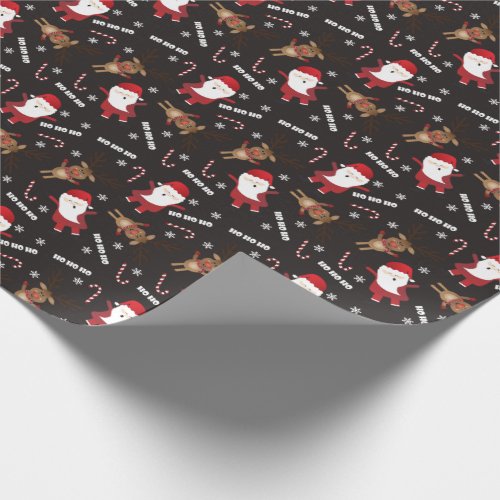 Cute Santa Claus Rudolph Reindeer Pattern Wrapping Paper