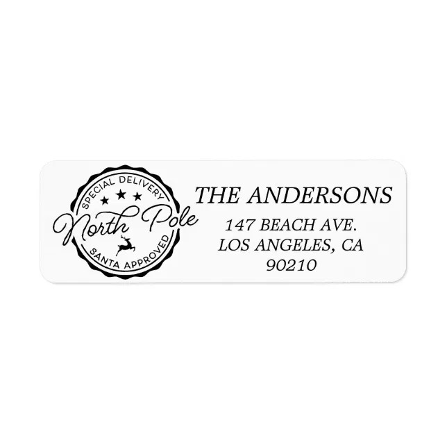 Cute Santa Claus Seal North Pole address label Zazzle