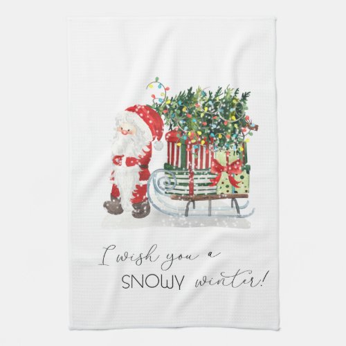 Cute Santa ClausSleighPresents  Kitchen Towel