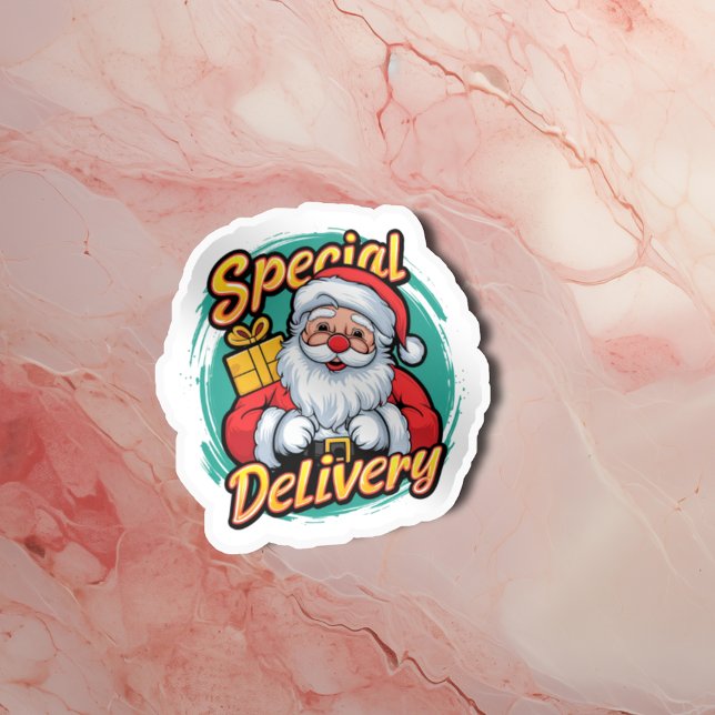 Cute Santa Claus Special Delivery Vinyl Sticker (Creator Uploaded)