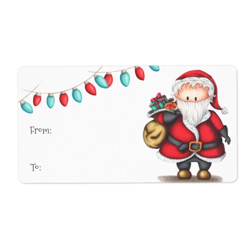 Cute Santa Claus To From Christmas Label