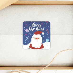 Cute Santa Claus Winter Wonderland Merry Christmas Square Sticker