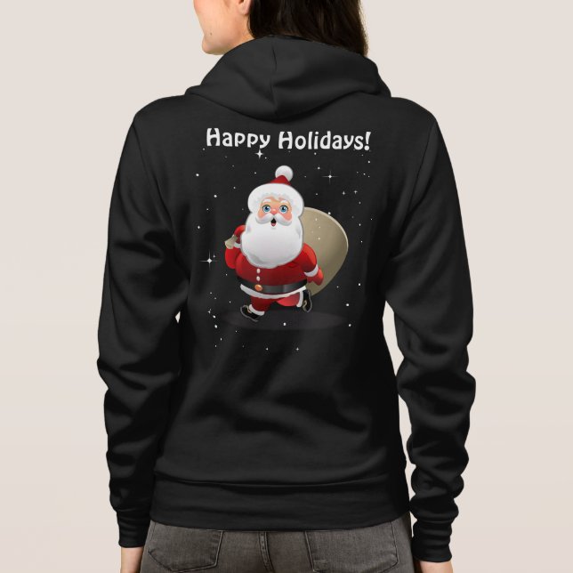 Cute Santa Claus With A Sack Full Of Gifts Hoodie (Back)