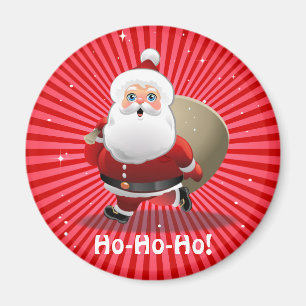 Cute Santa Claus With A Sack Full Of Presents Magnet