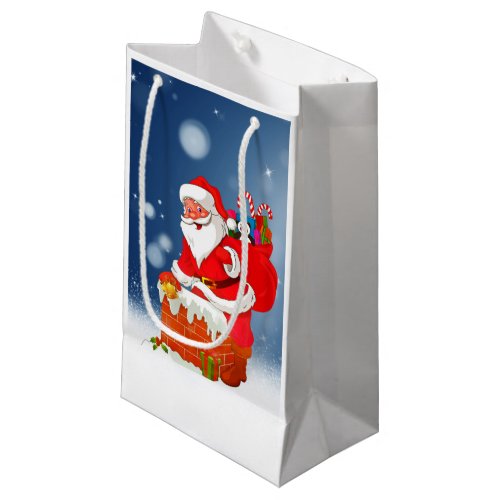 Cute Santa Claus with Gift Bag Christmas Snow Star