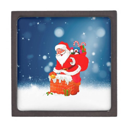 Cute Santa Claus with Gift Bag Christmas Snow Star Gift Box