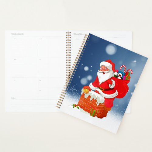 Cute Santa Claus with Gift Bag Christmas Snow Star Planner