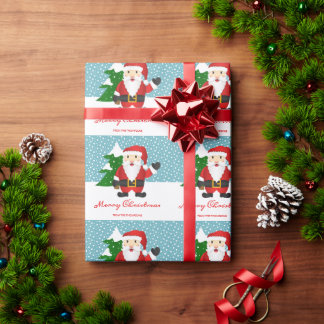 Cute Santa Claus With Personalized Text Christmas Wrapping Paper