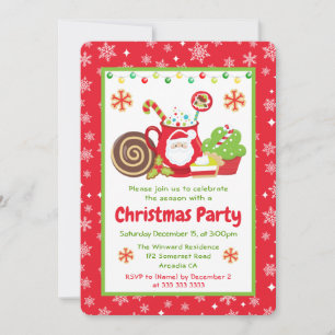 Cute Santa Cocoa Mug Christmas Party Invitation