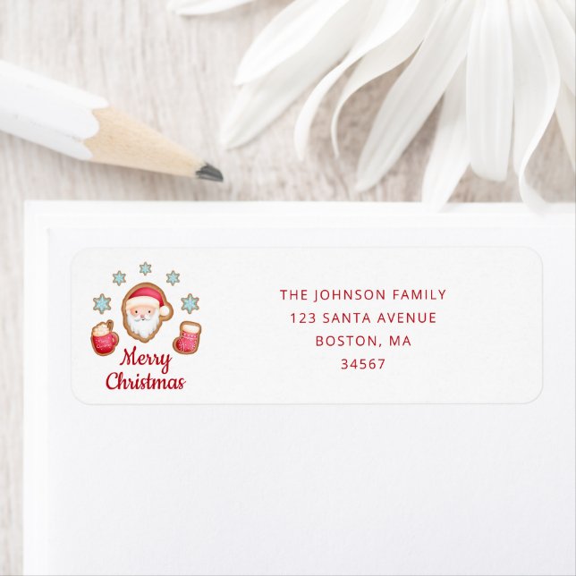 Cute Santa Cookies Christmas Return Address Label (Insitu)