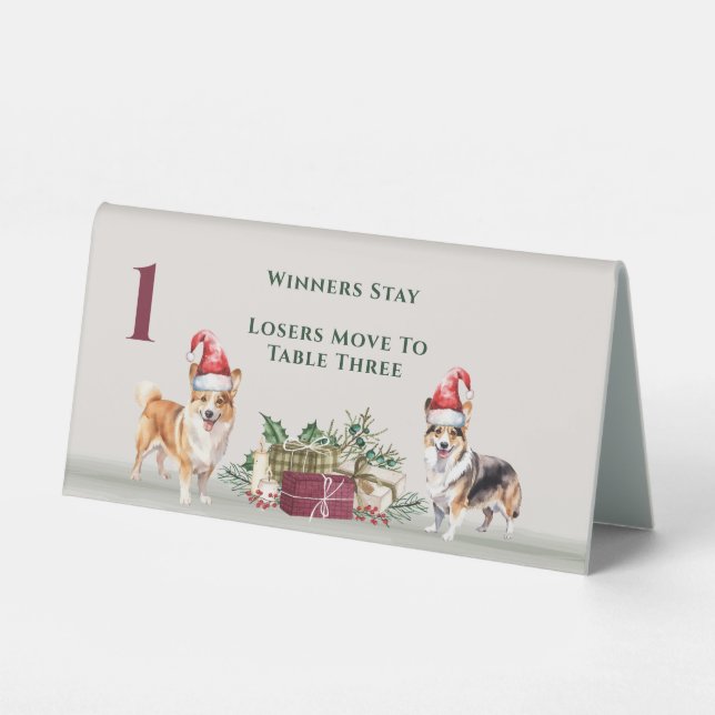 Cute Santa Corgis Table One Bunco Table Tent (Front)