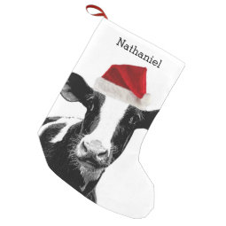 Cute Santa Cow with Personalized Name Small Christmas Stocking | Zazzle