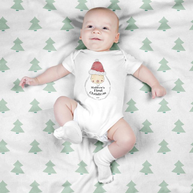 Cute Santa Custom Baby's First Christmas  Baby Bod Bodysuit (Creator Uploaded)