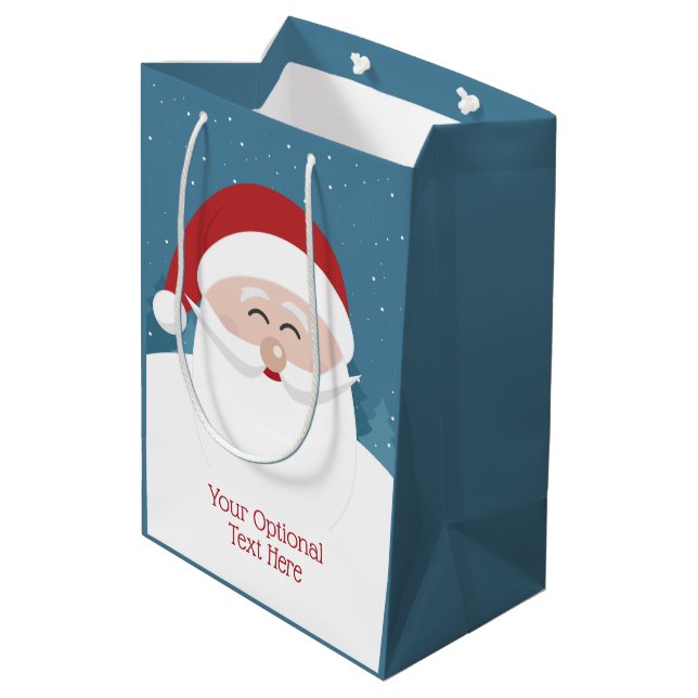 Cute Santa custom text gift bags (Back Angled)