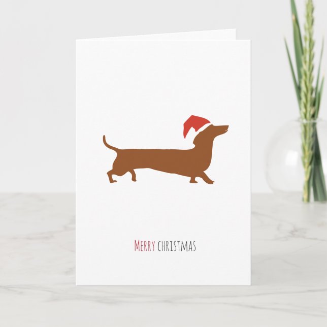 Cute Santa Dachshund Christmas card (Front)