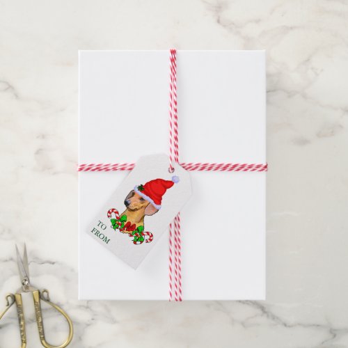 Cute Santa Dachshund Christmas Gift Tags