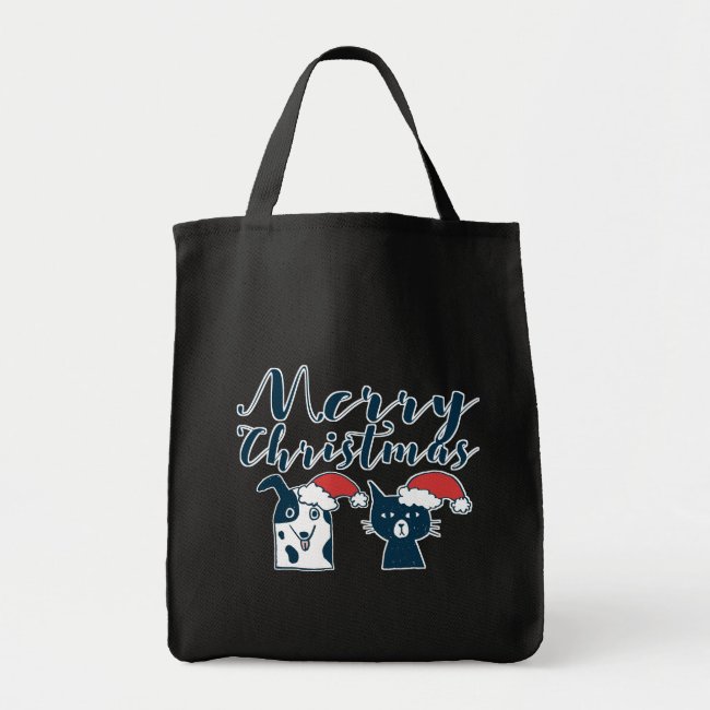 Cute Santa Dog & Cat Illustration Christmas