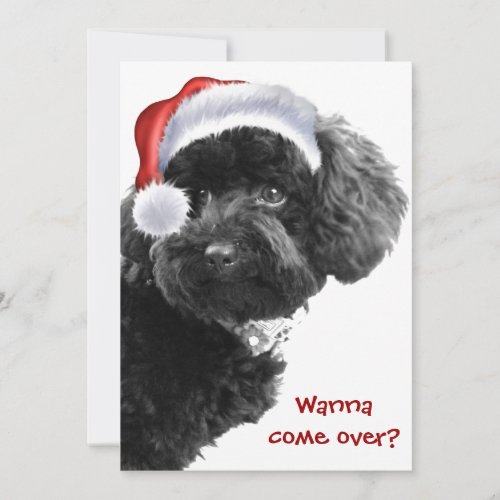 Cute Santa Dog l Christmas Party Custom Invites