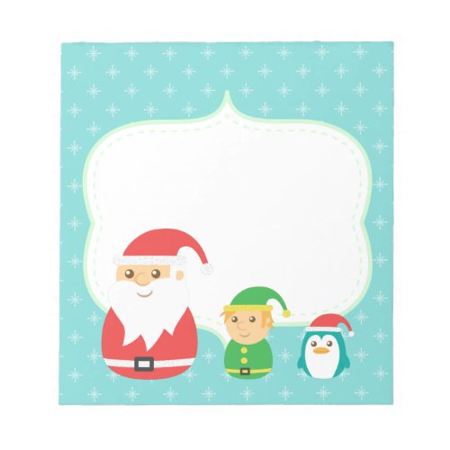Cute Santa Elf and Penguin Lined up for Christmas Notepad