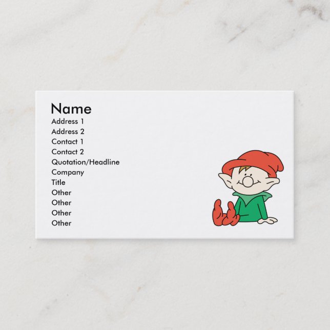 Cute Santa Elf Helper Business Card (Front)