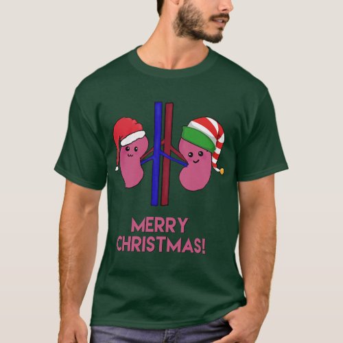 Cute Santa Elf Kidney Dialysis Nurse Merry Christm T_Shirt