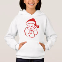 Cute Santa Face Joy White Red Girl's Hoodie