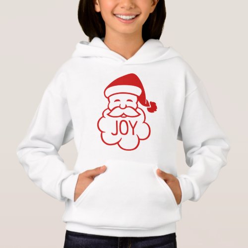 Cute Santa Face Joy White Red Girls Hoodie